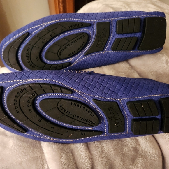 Mens blue suede driving loafers - Picture 4 of 5